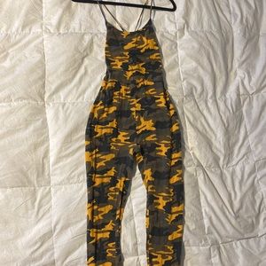 Camo jumpsuit with open back